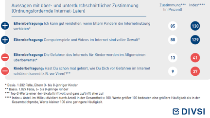 Aussagen mit über- und unterdurchschnittlicher Zustimmung (Ordnungsfordernde Internet-Laien)