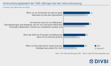 Unterstützungsbedarf der Ü60-Jährigen bei der Internetnutzung